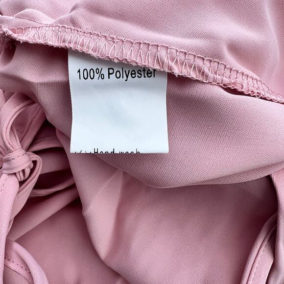 DEEPSELF Women Summer V Neck Cold Shoulder Short Sleeve Maxi Dress High Waist S - Picture 8 of 10